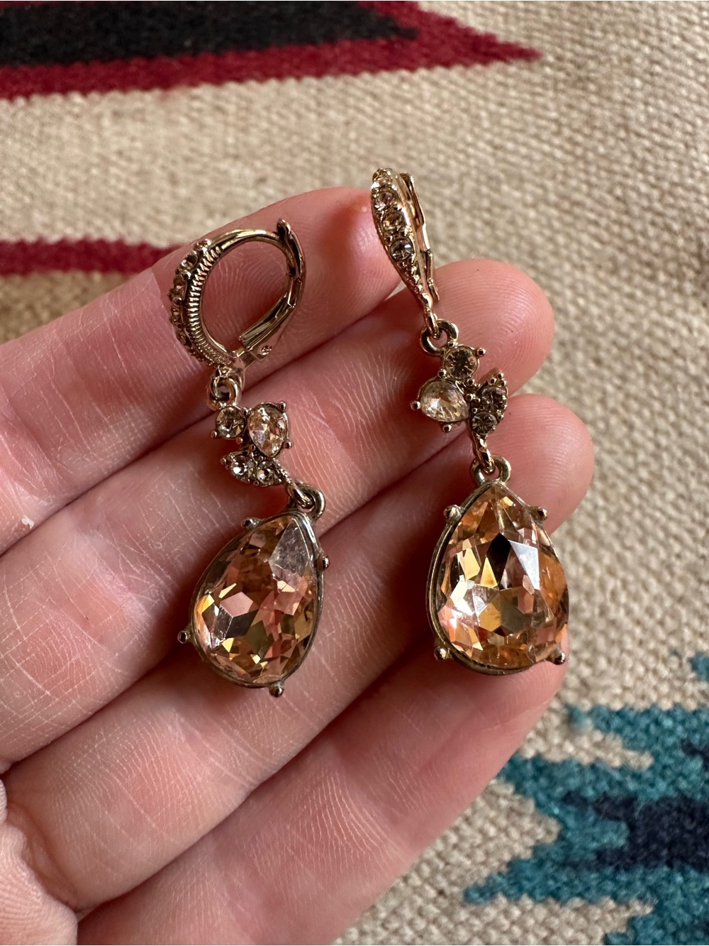 Givenchy Designer Dazzling Rhinestone Pearshape Crystal Earrings
